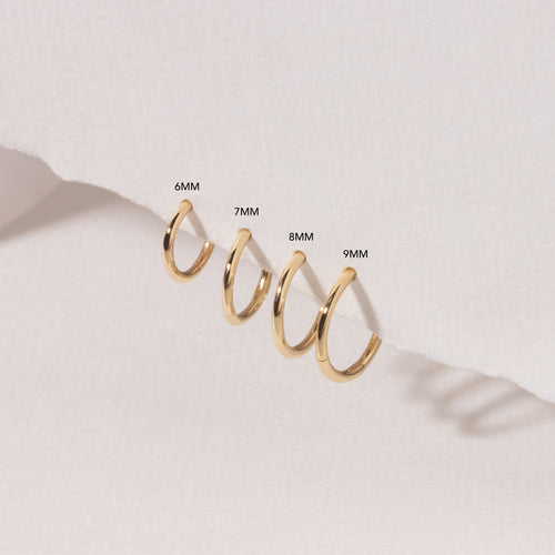 14K Solid Gold Small Clicker Hoop 9mm
