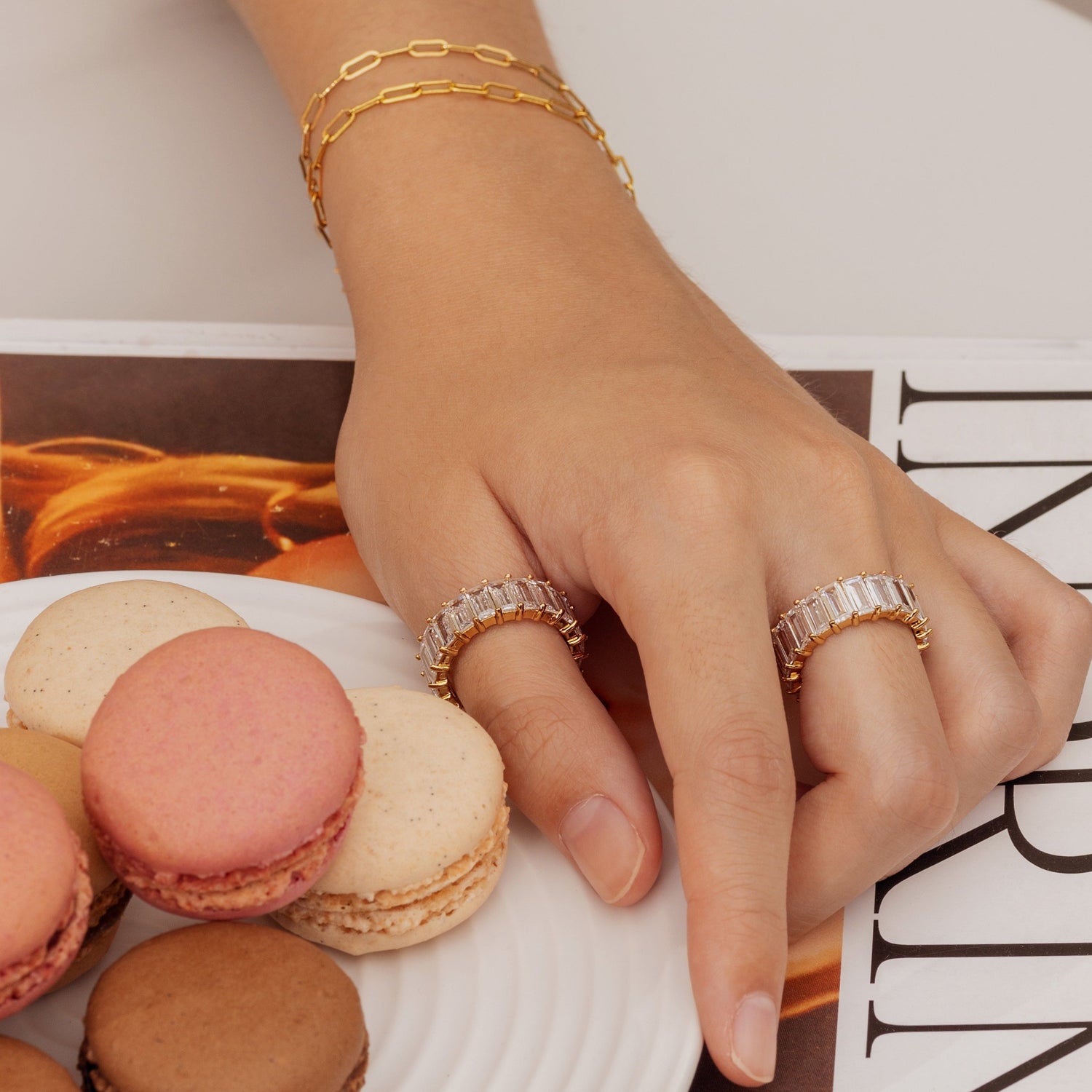 Baguette CZ Eternity Band Gold