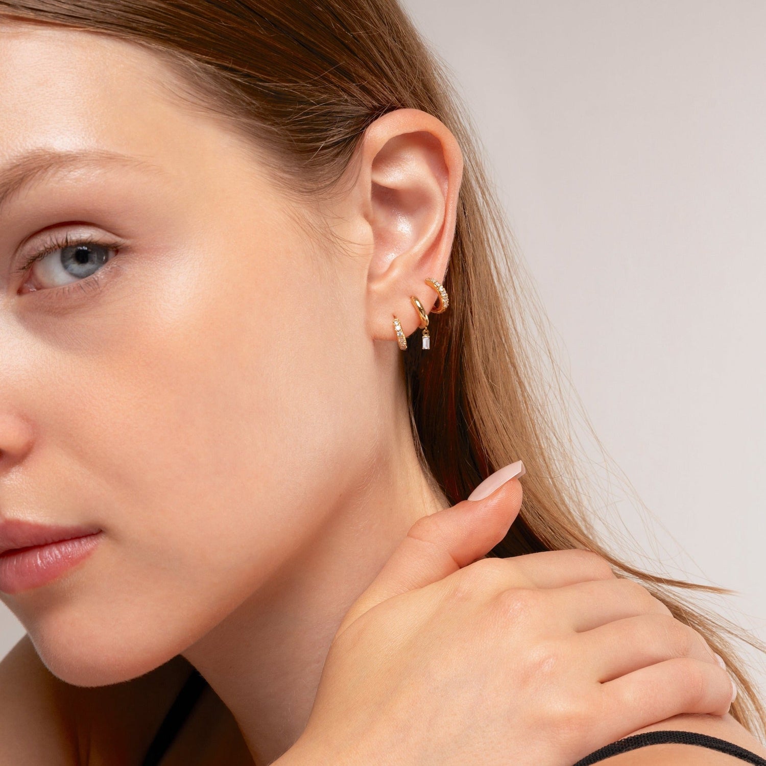 Baguette Drop Huggie Earrings