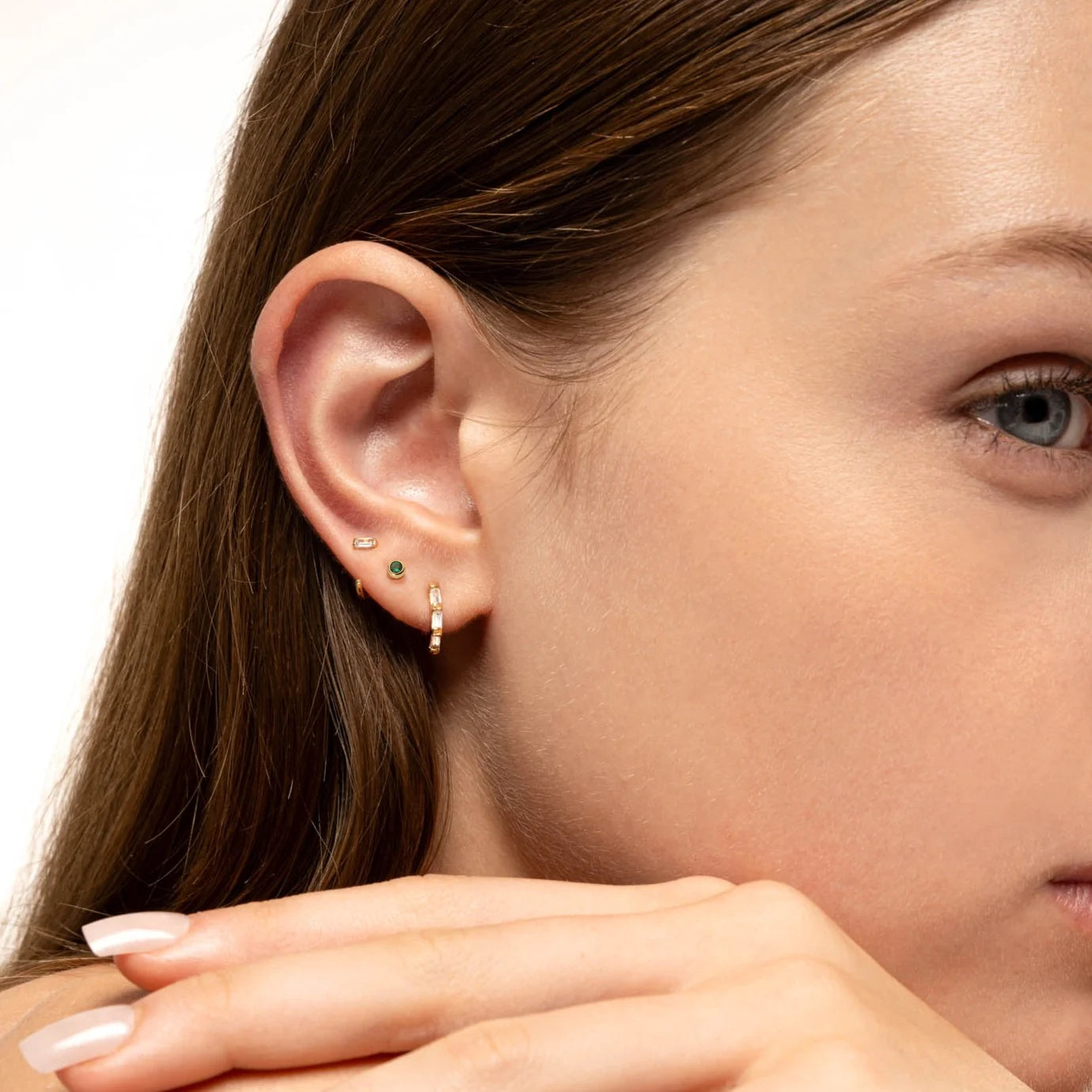 Mini Emerald Bezel Stud Earrings