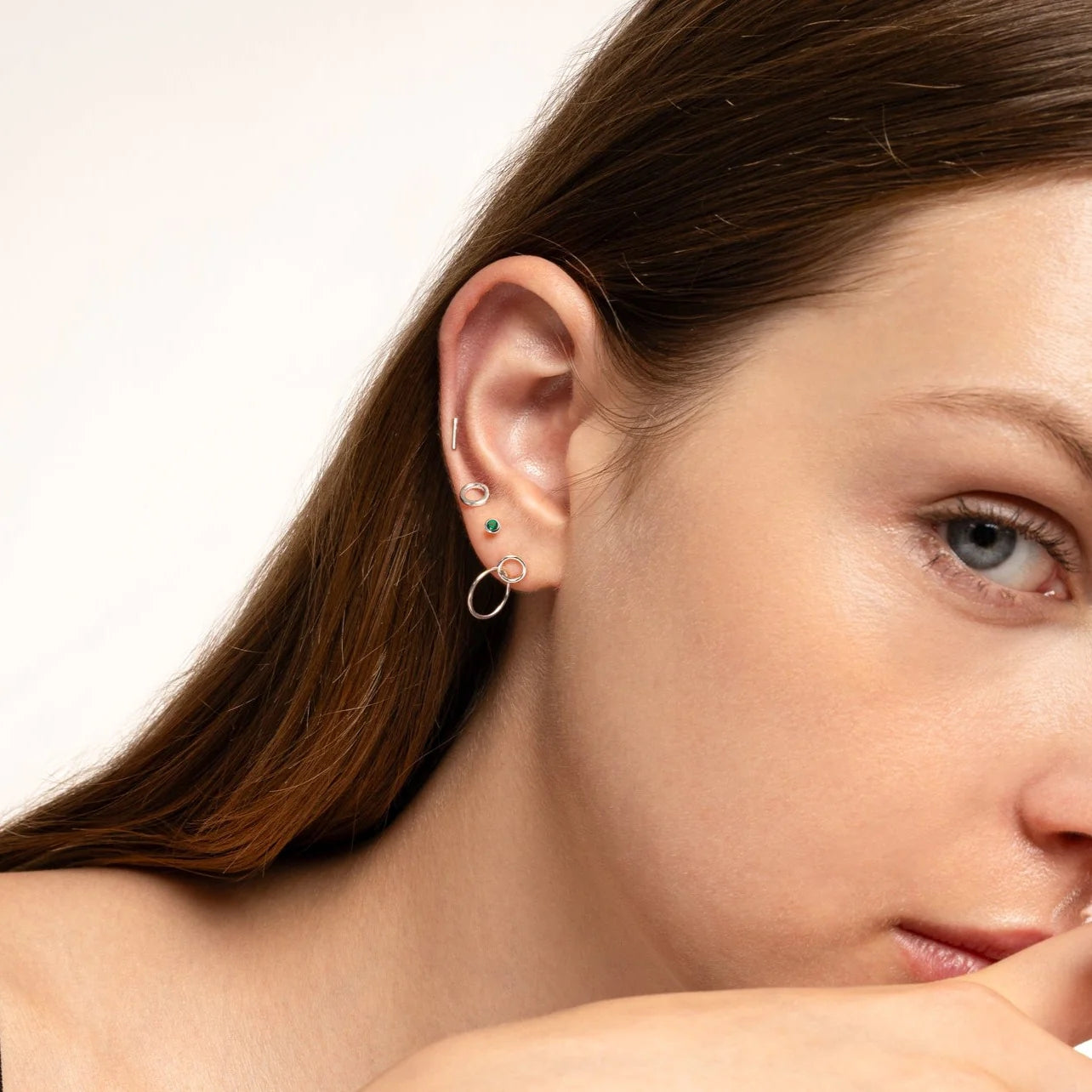 Mini Emerald Bezel Stud Earrings