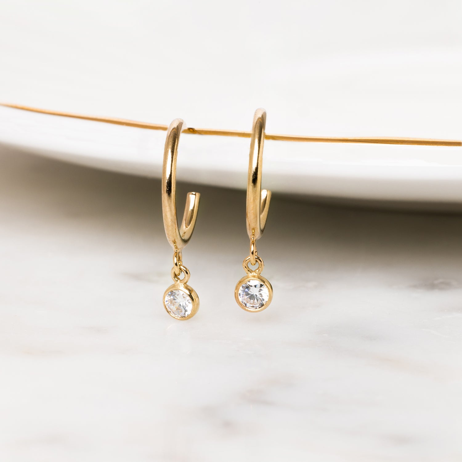 Pure Bezel Half Hoop Earrings