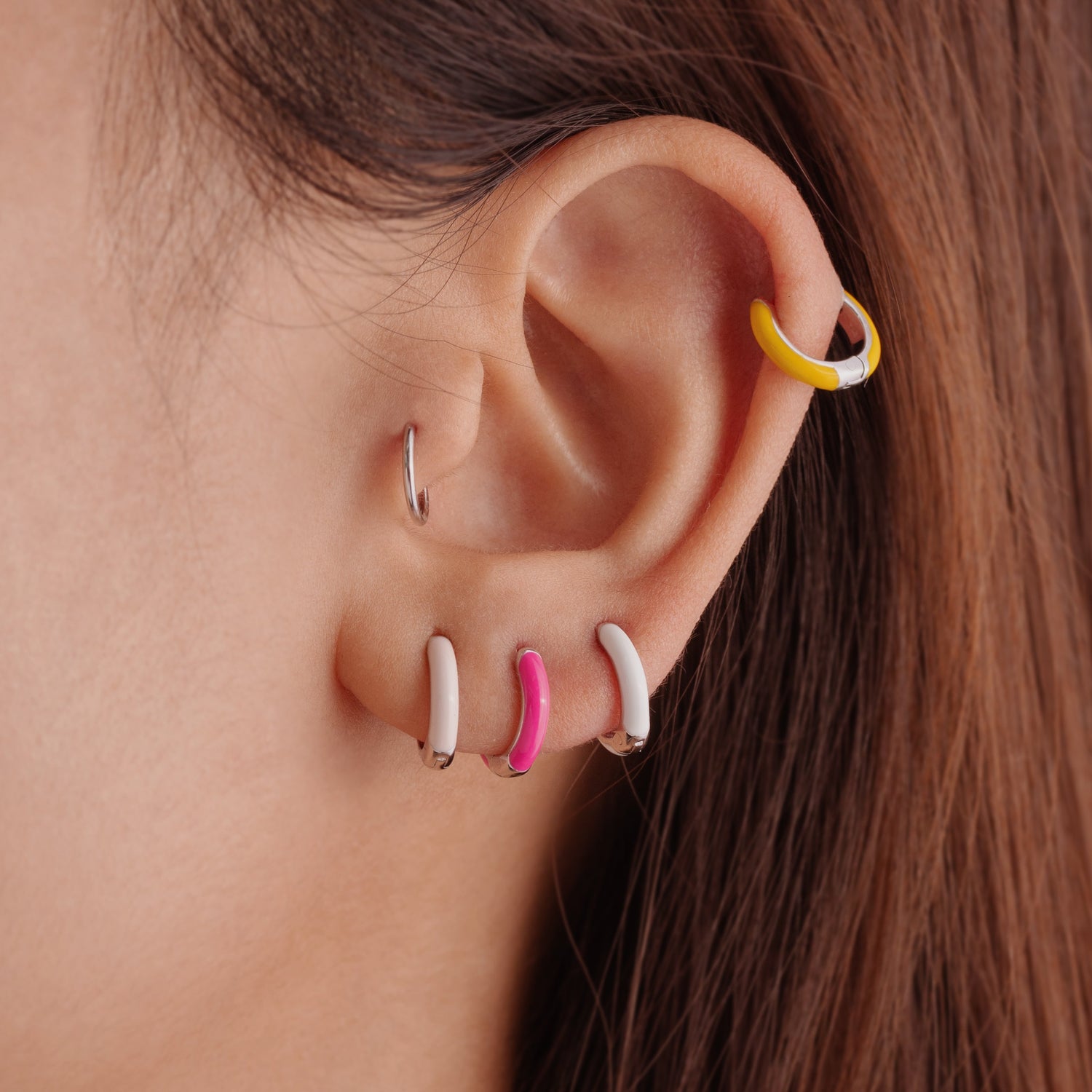 Bride Pink Huggie Hoop