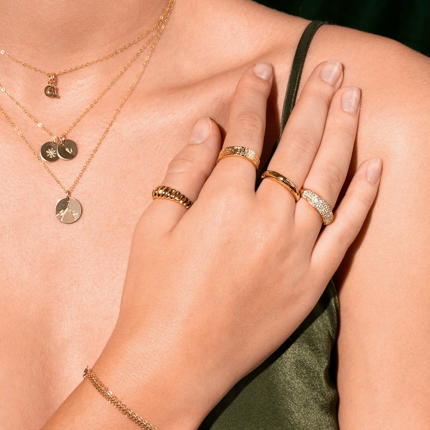 Encrusted Pave Dome Ring Gold