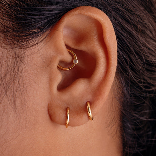 14K Solid Gold Topaz Hoop Clicker