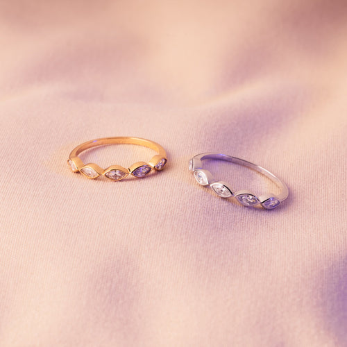 Marquise Bar CZ Silver Ring