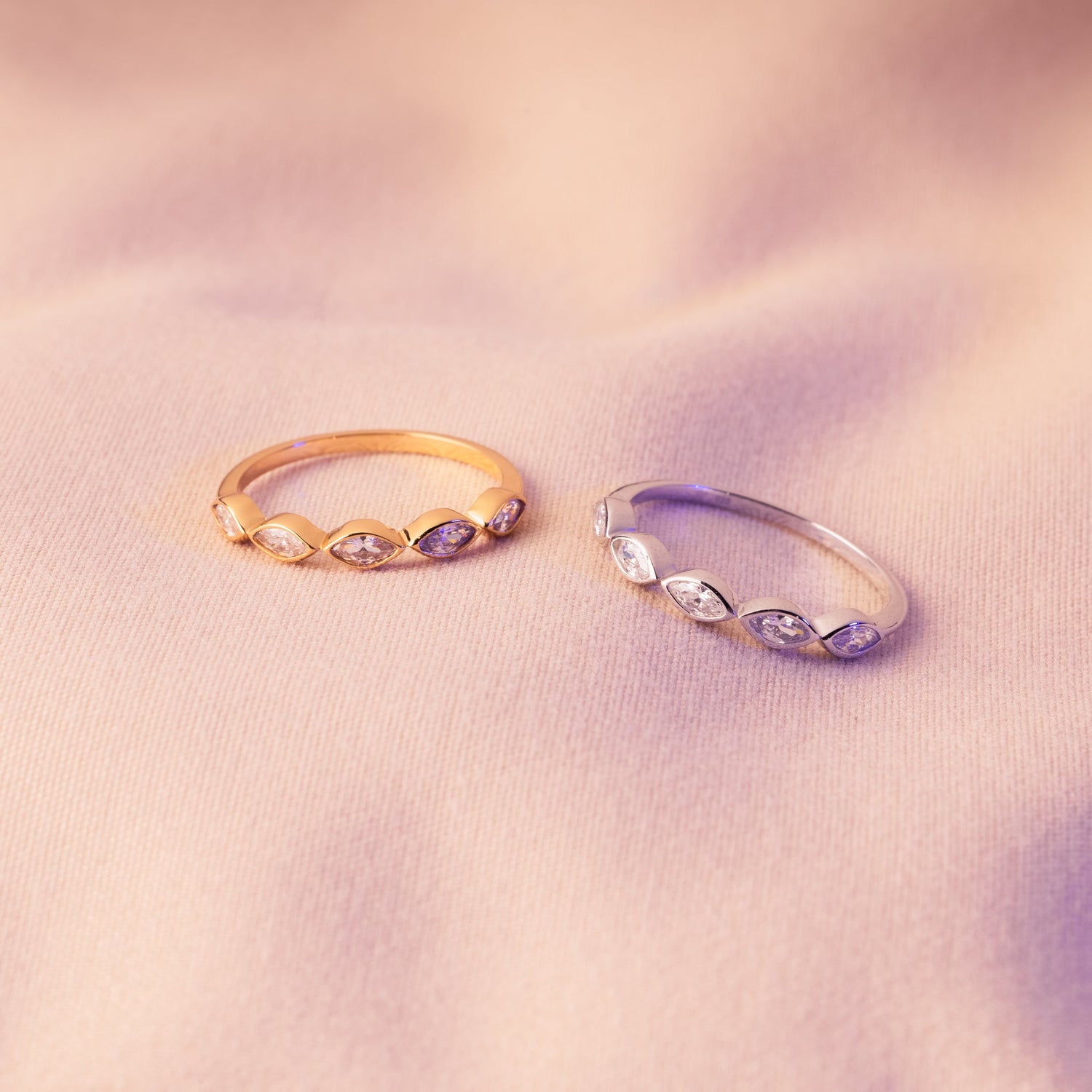 Marquise Bar CZ Gold Ring