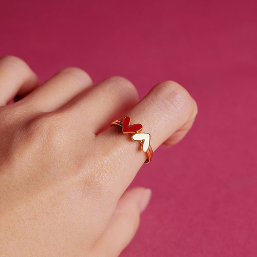 Love Ruby Heart Silver Ring