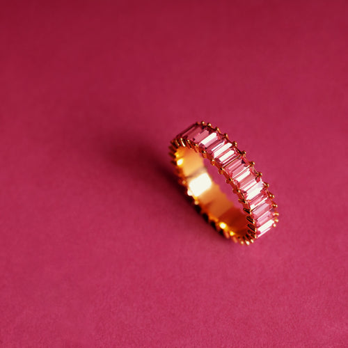 Ruby Baguette Eternity Band Gold Ring
