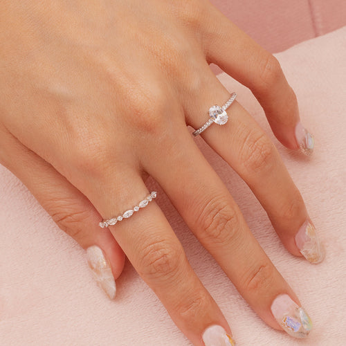 Oval Solitaire Silver Ring