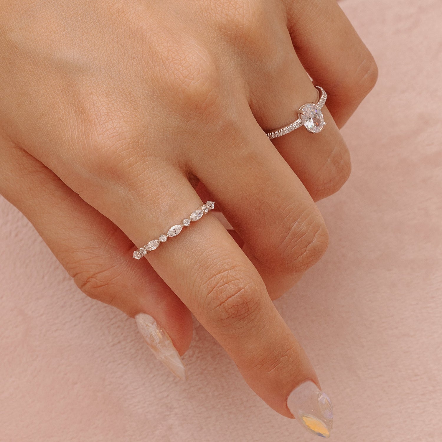 Cluster Marquise Silver Ring