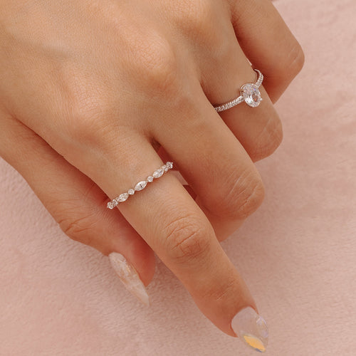 Cluster Marquise Silver Ring