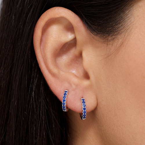 Sapphire Pave Huggie Hoop Earrings