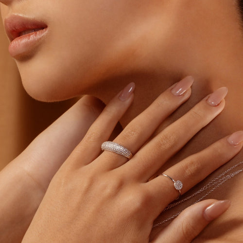 Mini Pave Disc Ring Silver
