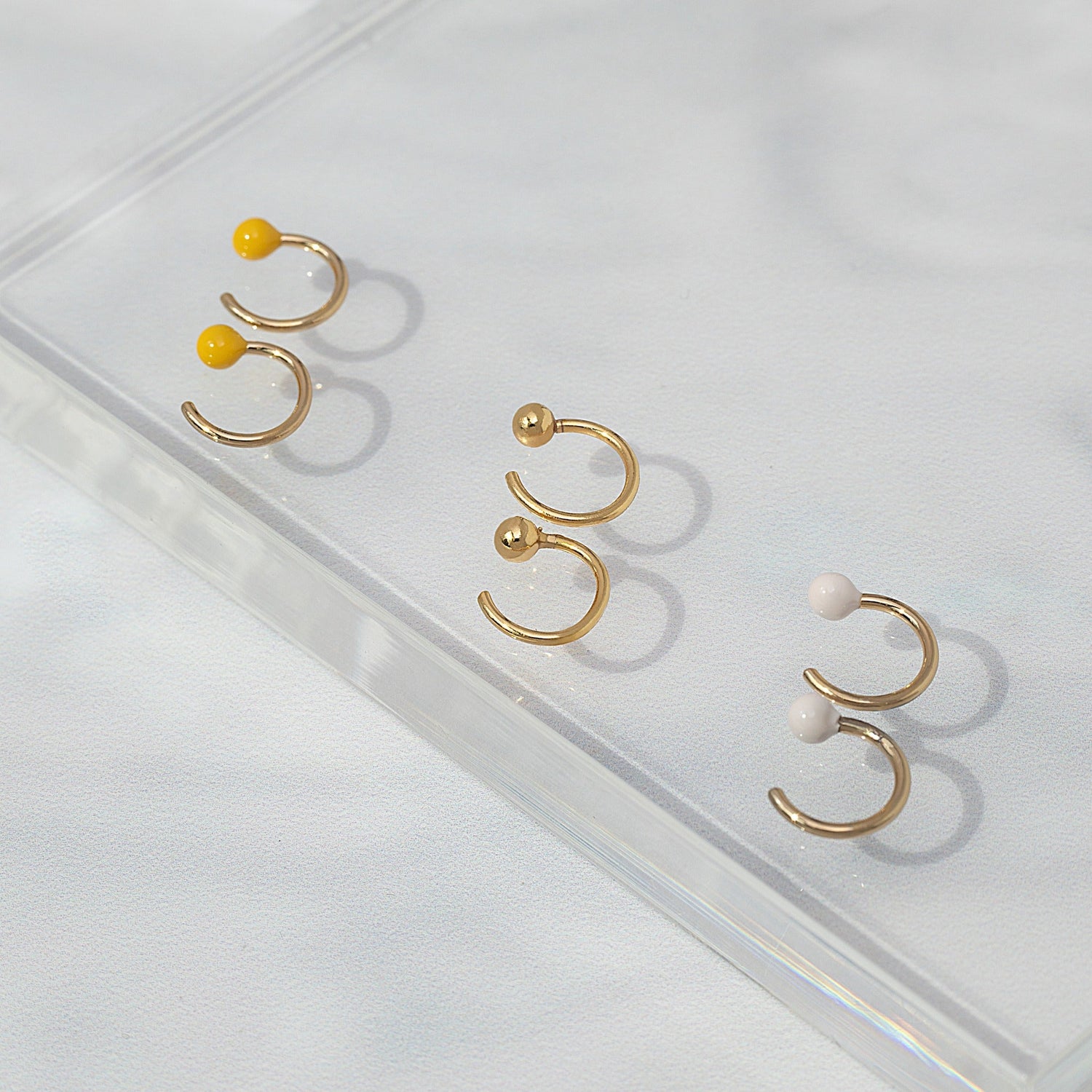 Baby Ball Pink Huggie Earrings