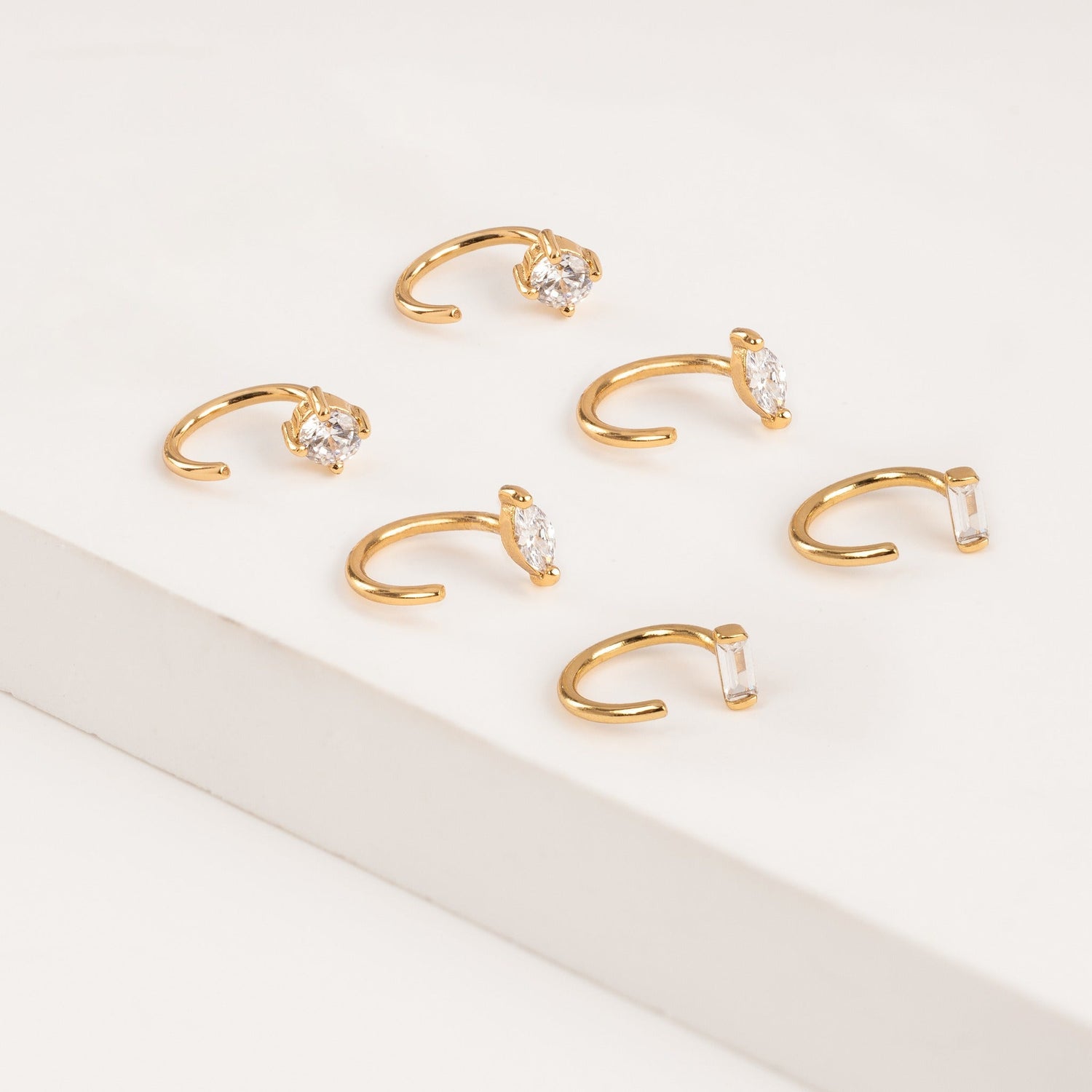 Baguette Open Huggies Earrings