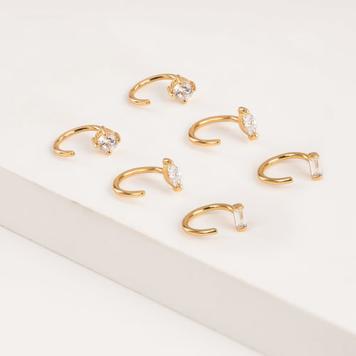 Baguette Open Huggies Earrings