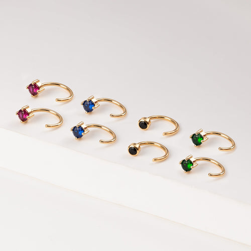 Emerald Open Huggies Earrings