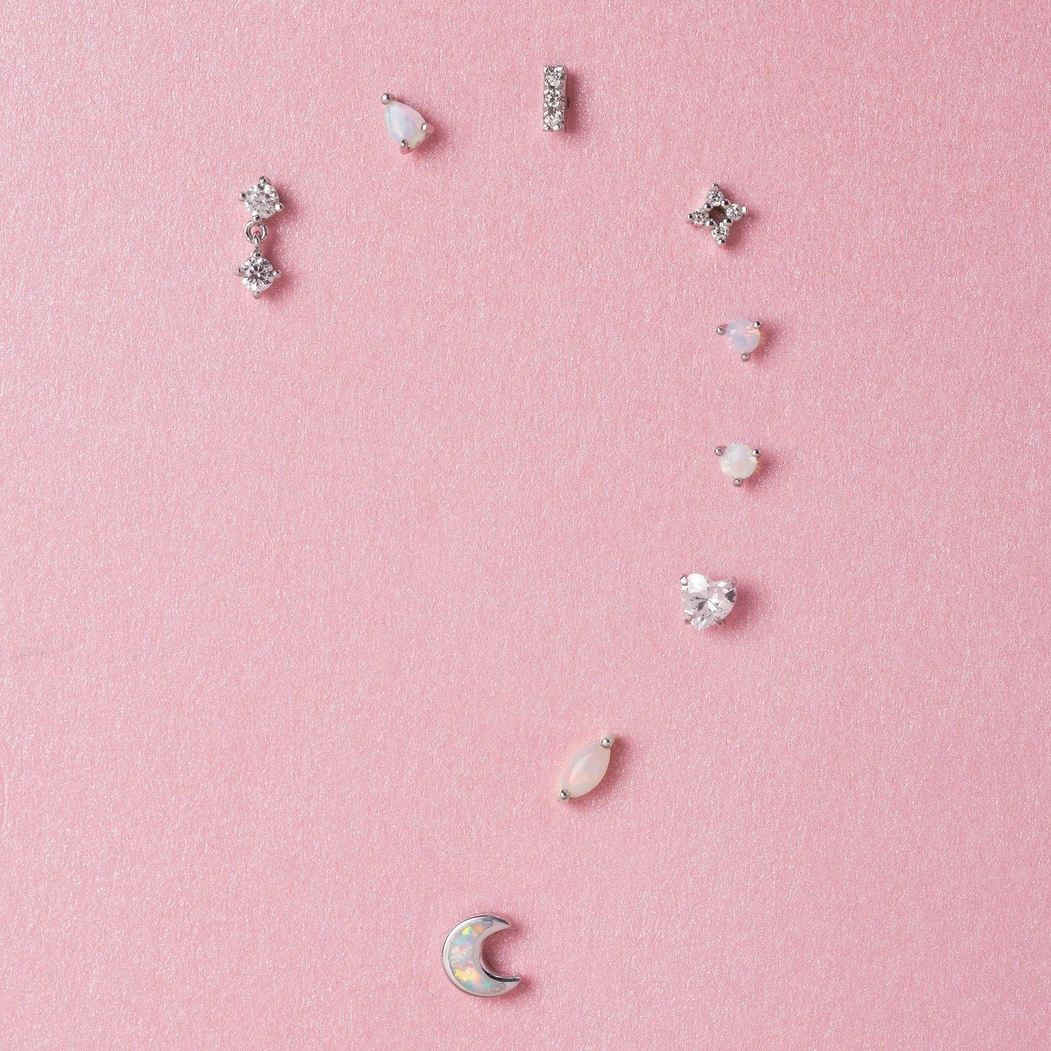 14K Solid Gold Opal Marquise Threaded Labret Earring