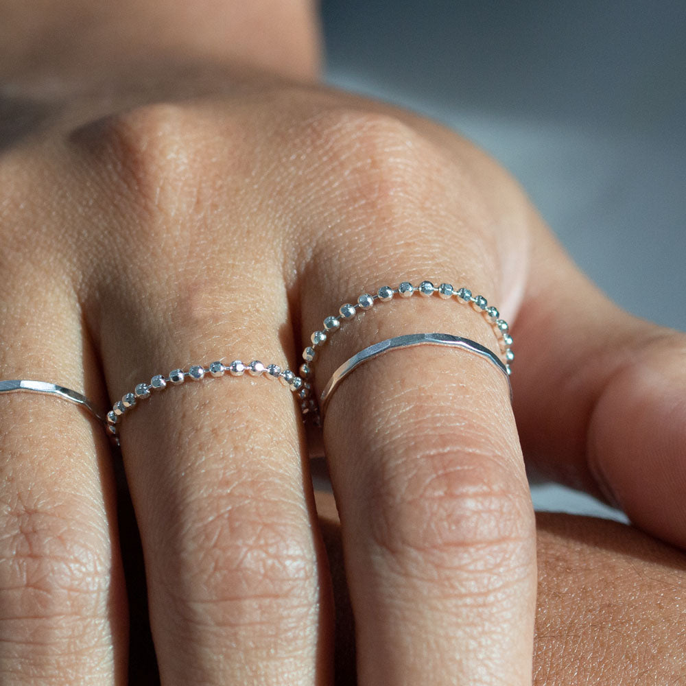 Baby Ball Chain Ring Silver