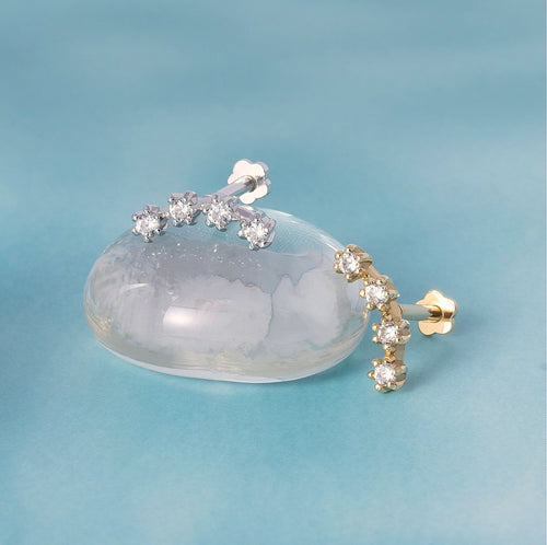 14K Solid Gold Star Cluster Flatback Earring