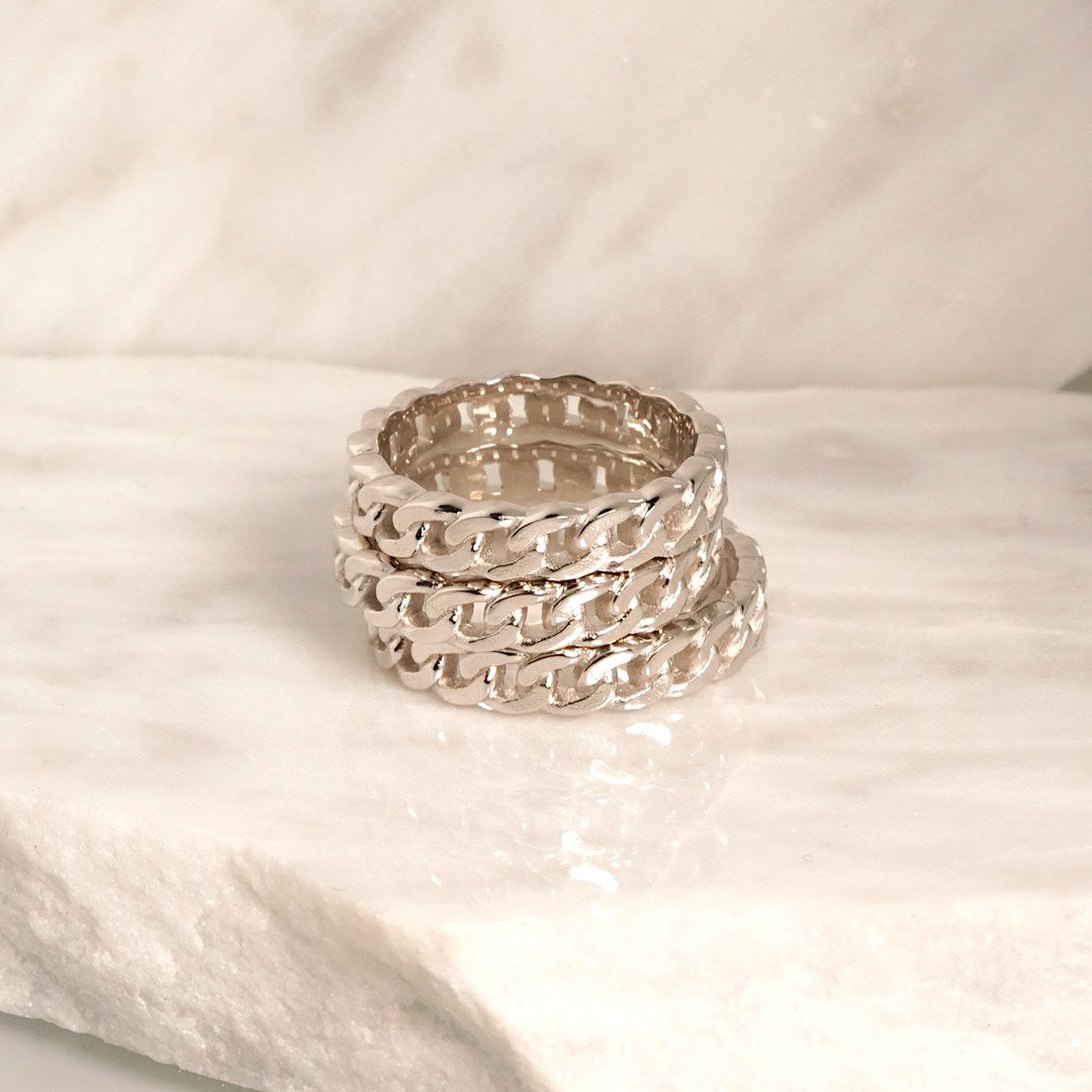 Intertwined Silver Chain Ring