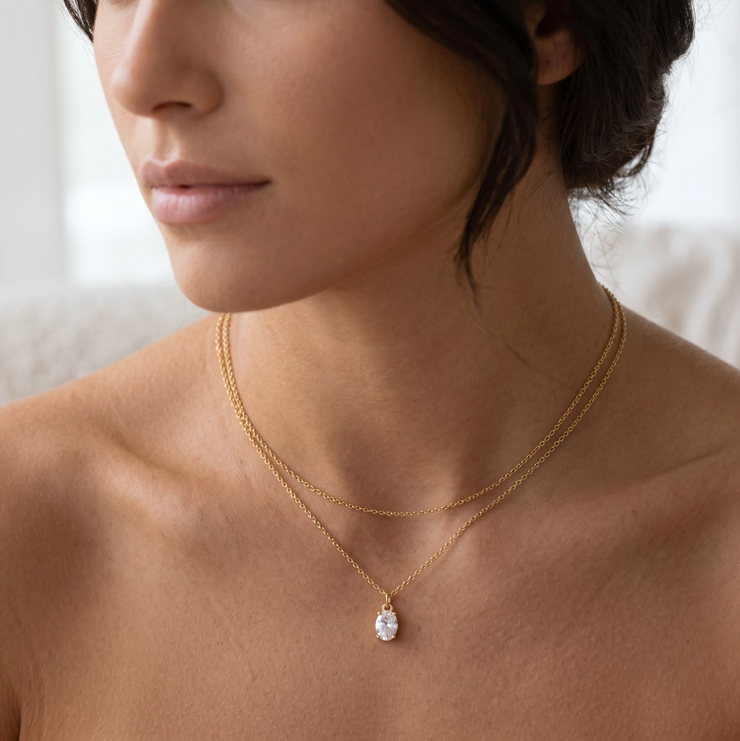 Oval Solitaire Necklace