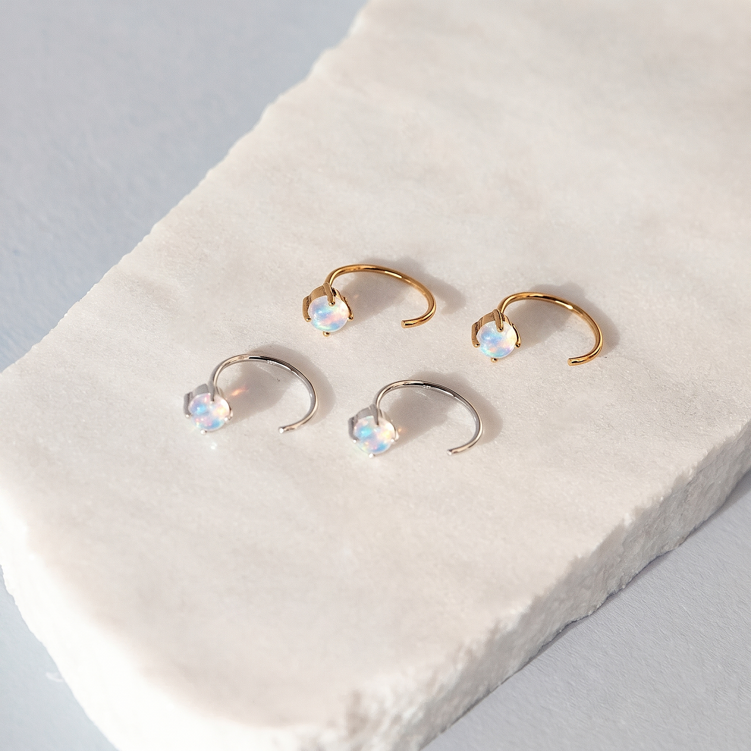 Moonstone Huggie Hoop Earrings