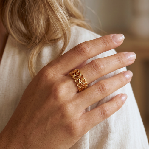 Open Heart Band Gold Ring