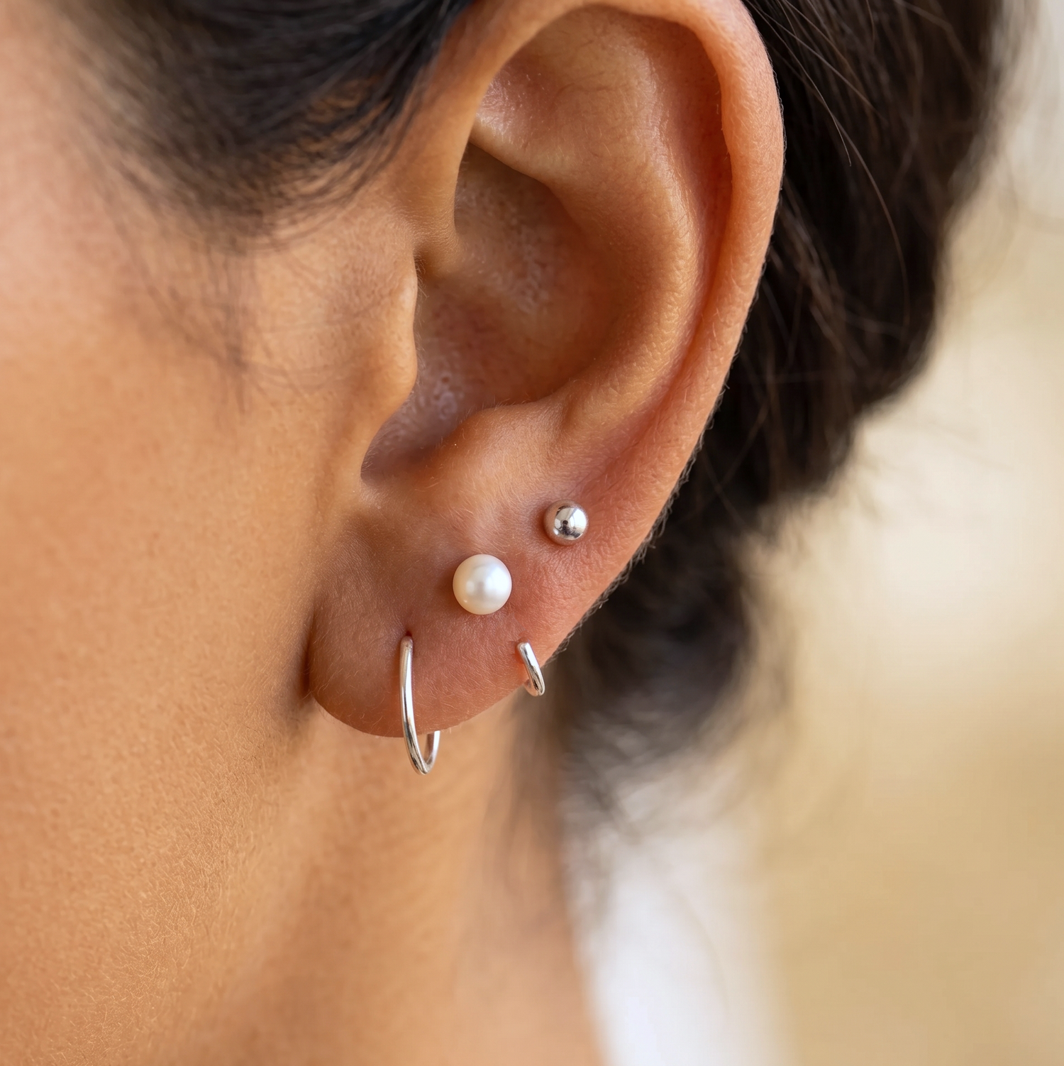 Pearl Huggies Earrings