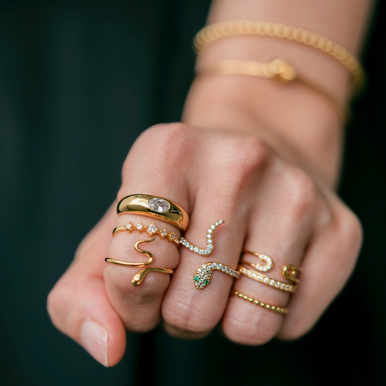 Pave Serpent Slither Ring Gold