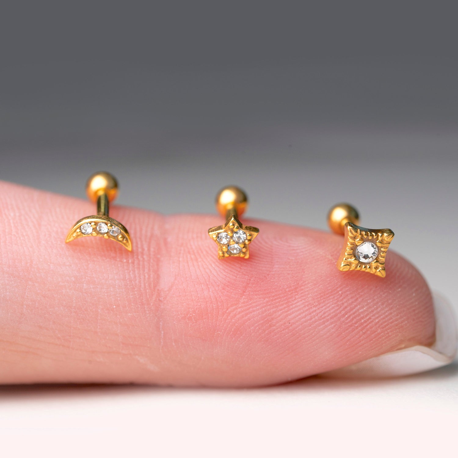 Vintage CZ Rhombus Jeweled Micro Barbell