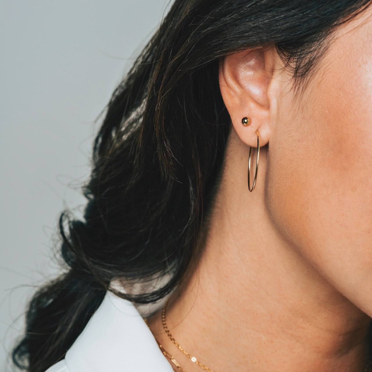 14K Solid Gold Statement Ball Stud Earrings