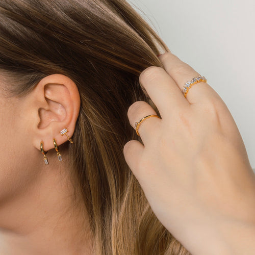 Embellished Baguette Ring Gold