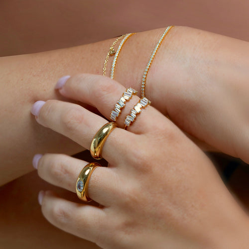 Embellished Baguette Ring Silver