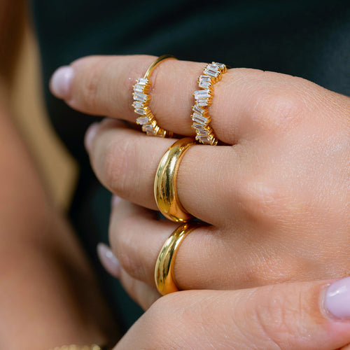 Embellished Baguette Ring Silver