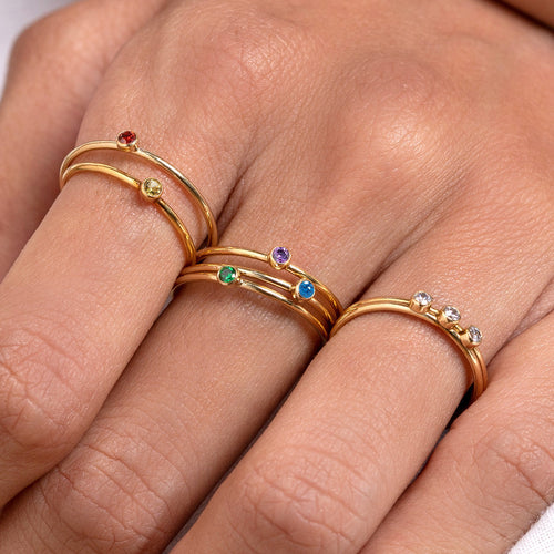 Mini Blue Aqua Bezel Ring