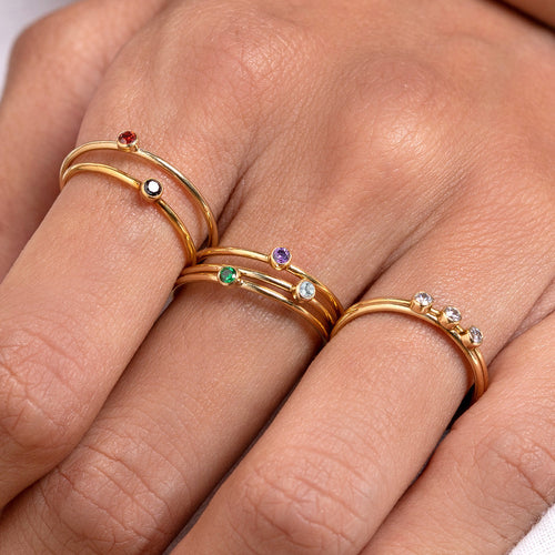 Mini Garnet Bezel Ring