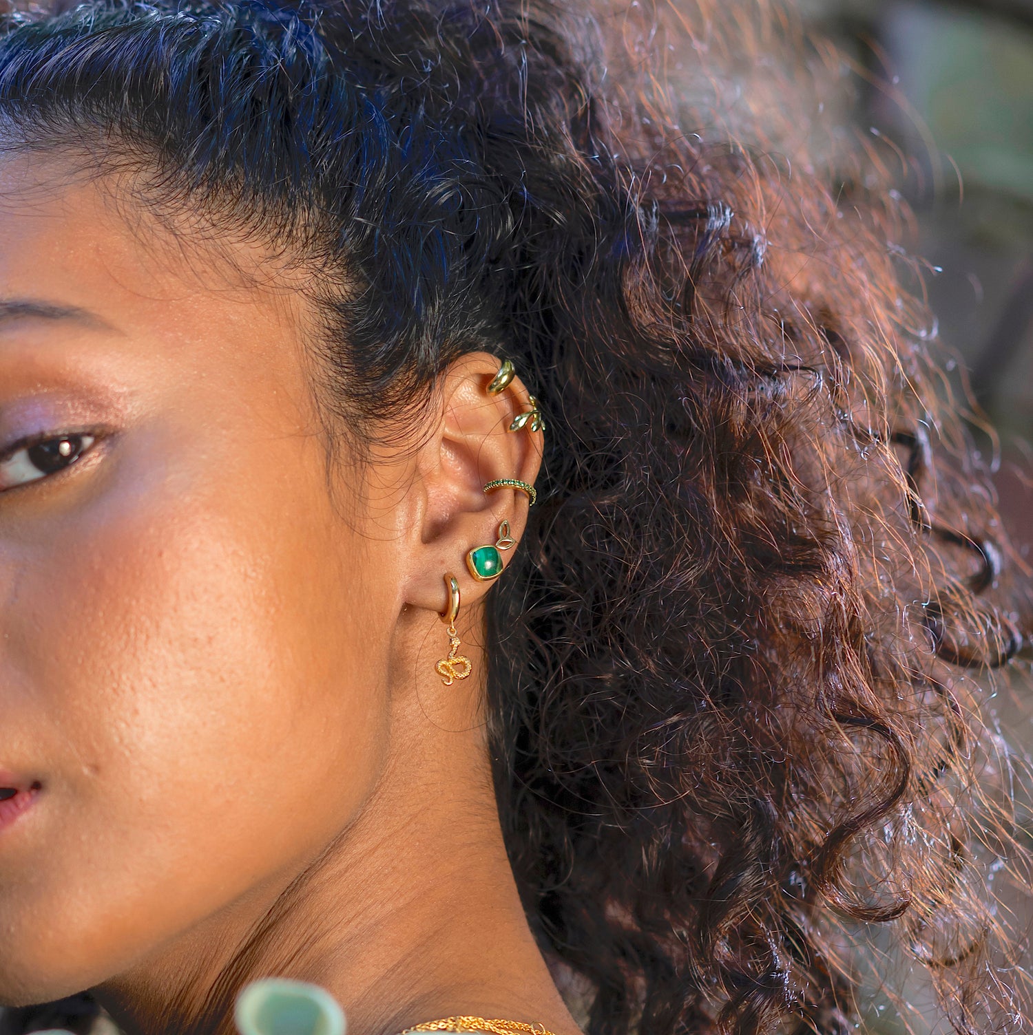 Textured Snake Hoop Earrings
