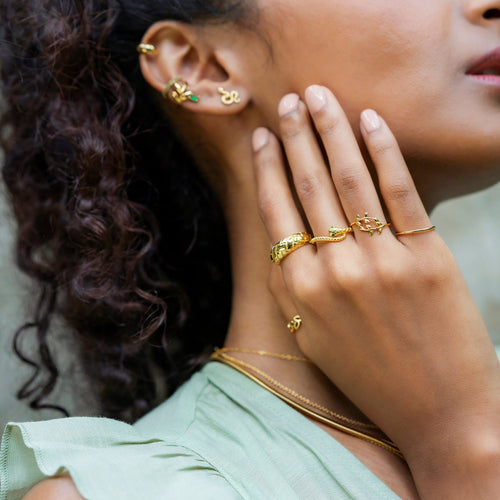 Textured Snake Ring Silver