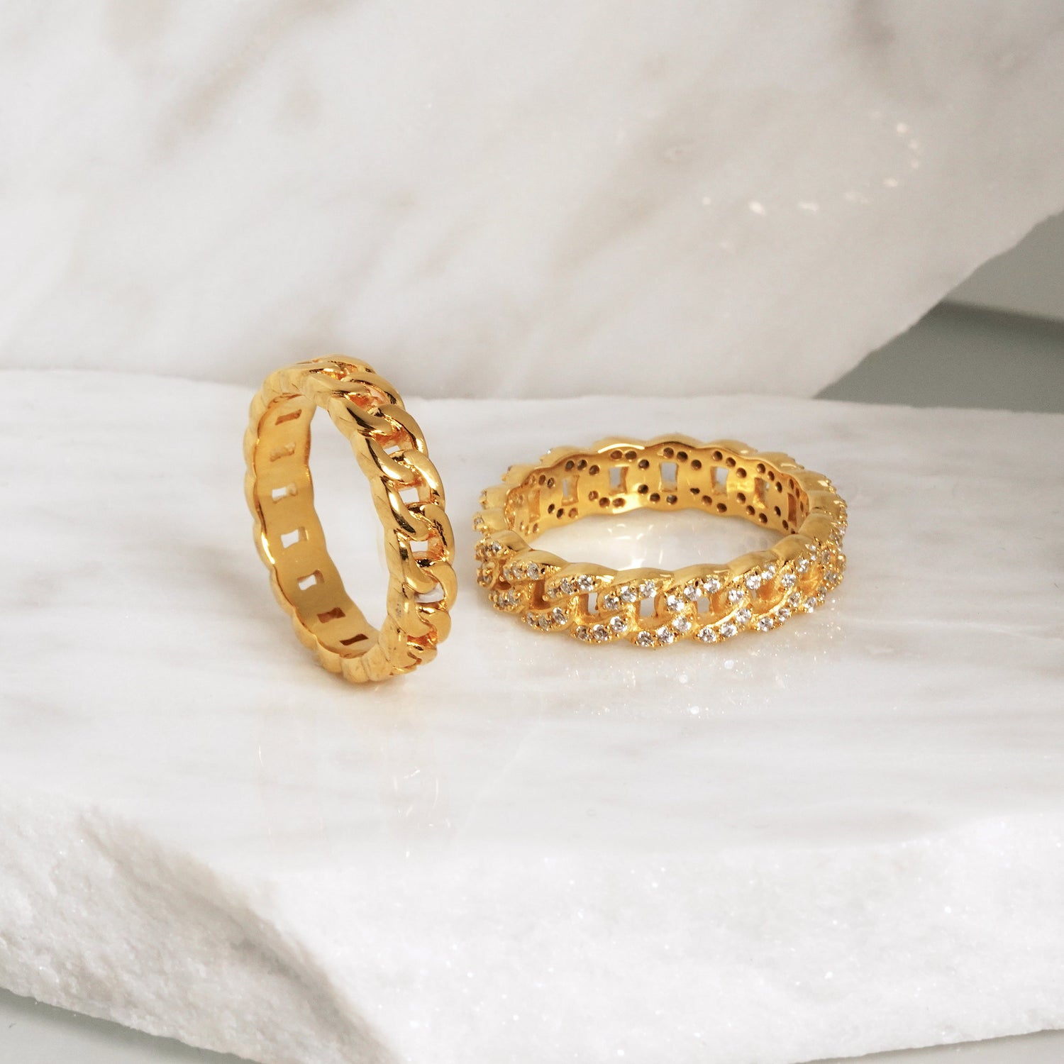 Intertwined Gold Chain CZ Ring