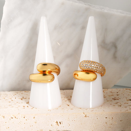 Twin Dome Ring Gold