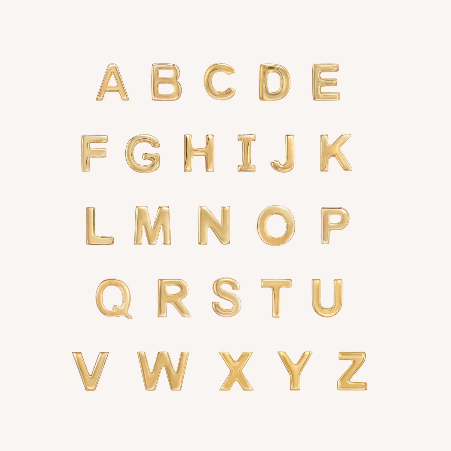 14K Solid Gold Mini Alphabet Flatback Earring