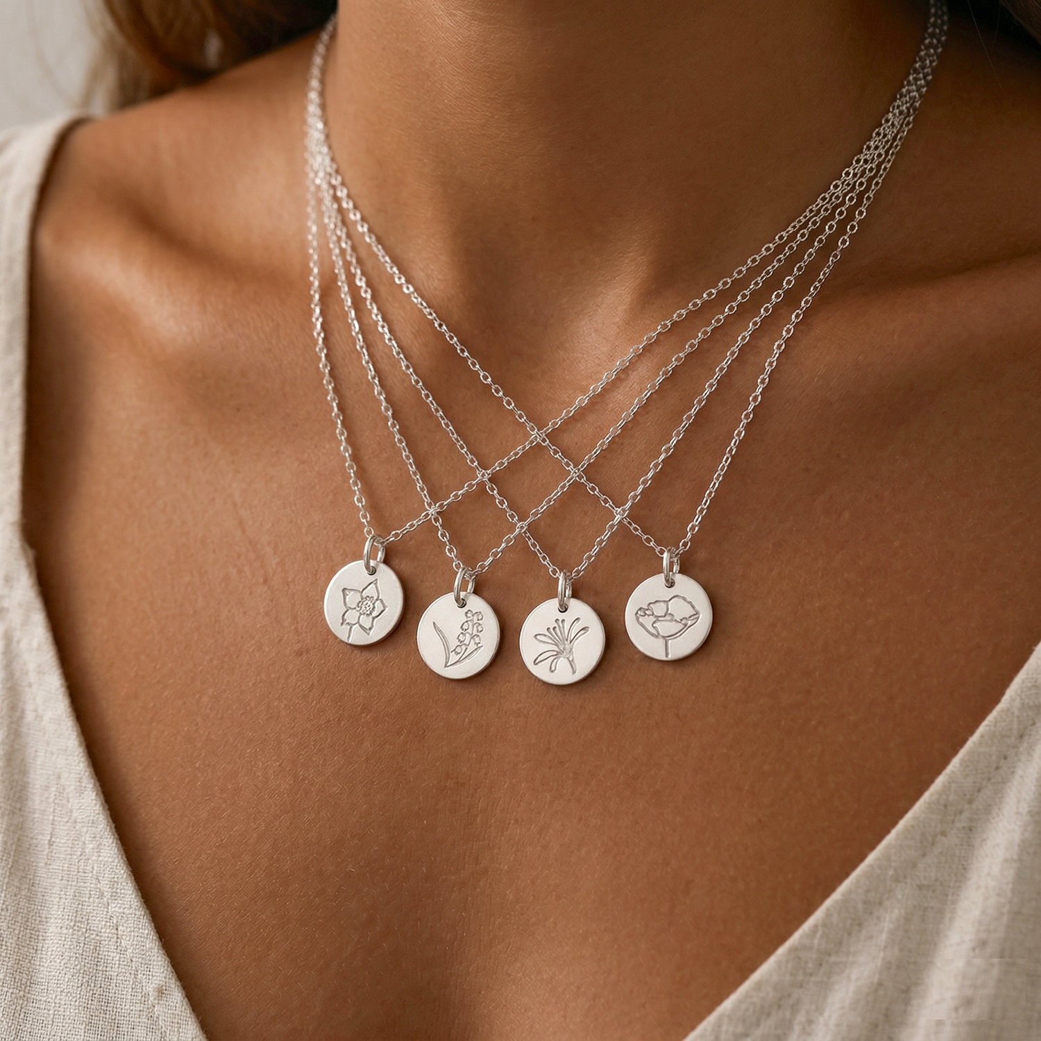 Personalized Mini Birth Flower Necklace