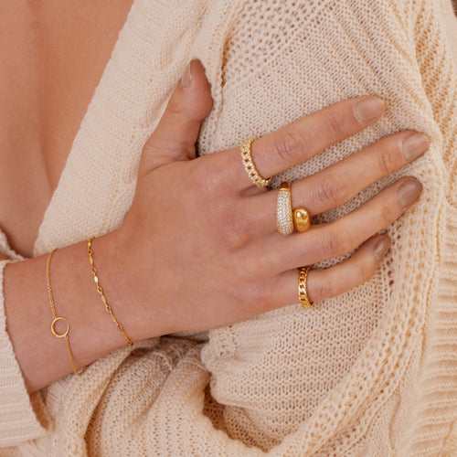 Pave Twin Dome Ring Gold