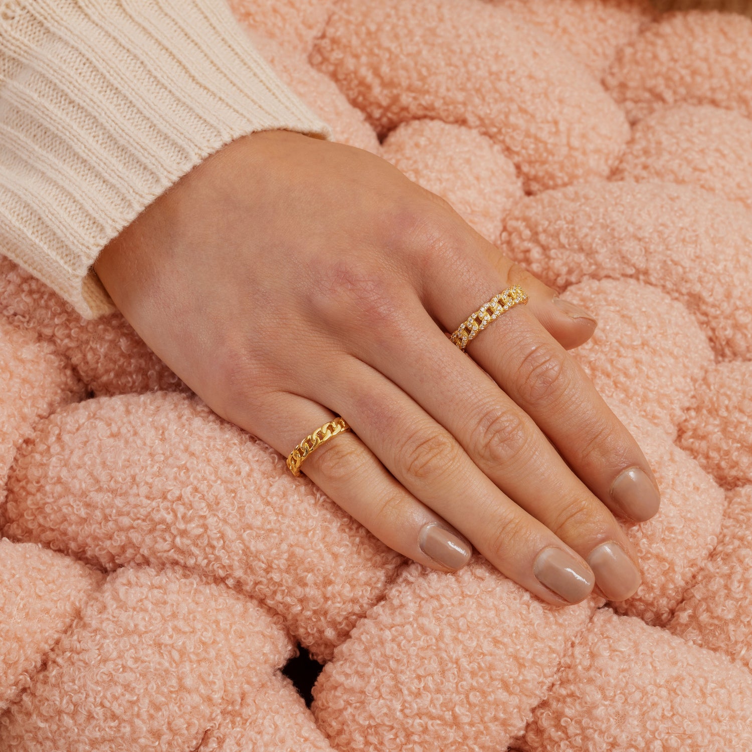 Intertwined Gold Chain CZ Ring