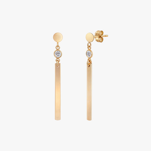 Sparkle Bezel Bar Dangle Earrings