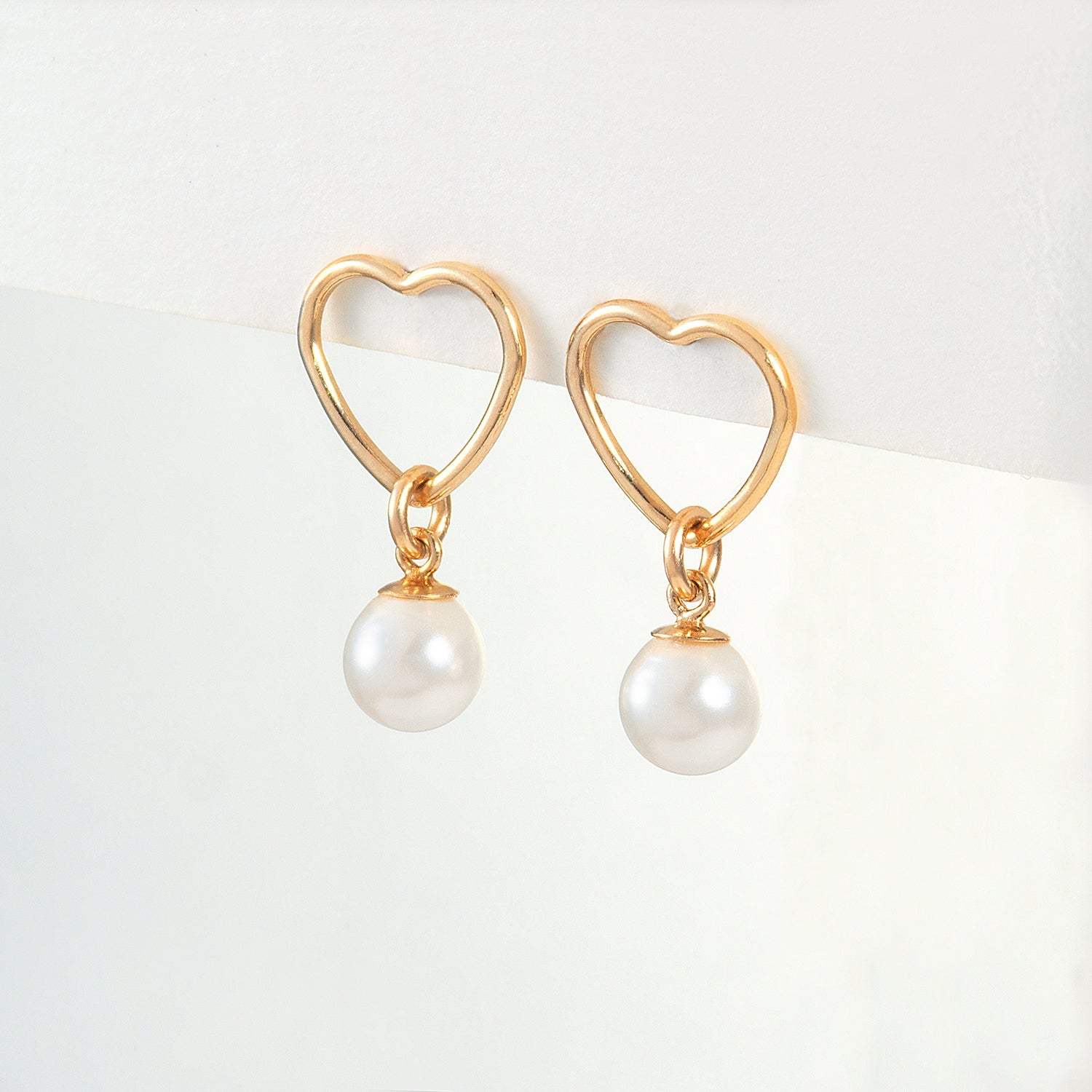 Pearl Open Heart Stud Earrings