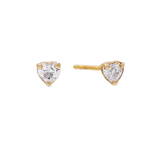 CZ Heart Stud Earrings