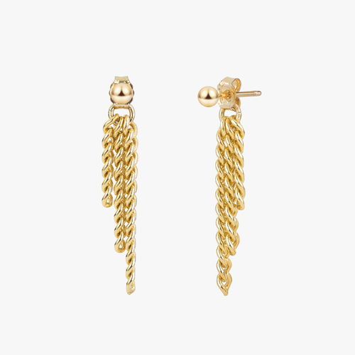 Cascade Curb Chain Stud Earrings